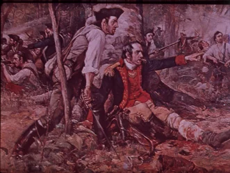 Slaget vid Oriskany 1777, ca 1930 (färg litho)