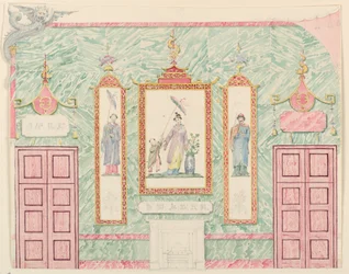 Ritning, väggupphöjning, troligen till bankettsalen, Royal Pavilion, Brighton, 1815-22