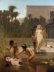 Moses räddad ur vattnet - Moses hittas, av Frederick Goodall (1822-1904). Mått: 152,4 x 114
