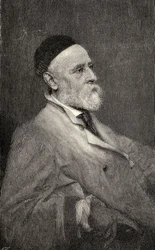 Porträtt av George Frederick Watts, graverad av T. Johnson efter fotografiet av Hollyer, från 