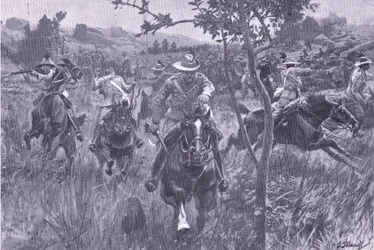 Attack on a patrol, från After Pretoria: The Guerilla War publicerad av Harmsworth Bros Limited, 1901