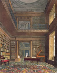 Eton College Library, från "History of Eton College", en del av "History of the Colleges", graverad av William James Bennett (1787-1844) pub. av R. Ackermann, 1816 (akvatint)