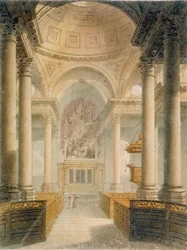 Interiör av Church of St Stephen Walbrook, City of London, 1810