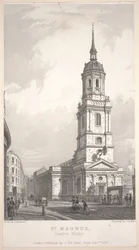 St. Magnus, London Bridge, gravyr av John Henry Le Keux (1783-1846)