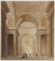 Interiör från Pantheon i Paris (akvarell över grafit)