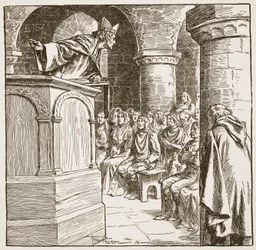 Dunstans sista predikan, illustration från 