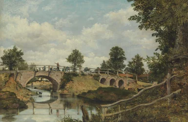 En gammal bro vid Hendon, Middlesex, ca. 1828.
