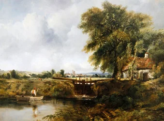 Dedham Lock (olja på duk)