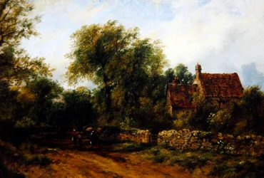 Landskap med figurer, ca 1840 (olja på duk)