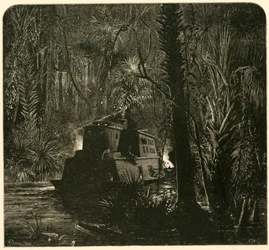 "Bestigning av Ocklawaha River på natten", 1872.