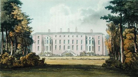 Ham House, från Ackermanns "Repository of Arts", publicerad omkring 1826 (färglitografi)