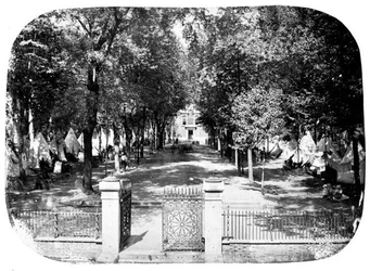 Camp Independence i Independence Hall, ca 1860 (s/v foto)