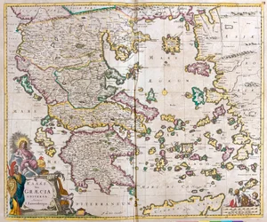 Karta över Grekland (etsning