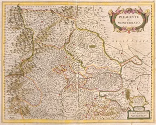 Karta över Piemont (Italien) (etsning