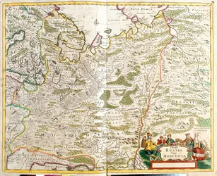 Karta över Ryssland, runt Moskva stad (etsning