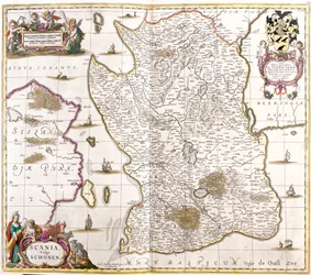 Karta över Skåne (Sverige) (etsning