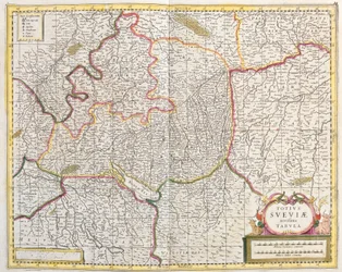 Karta över Schwaben (Tyskland) (etsning