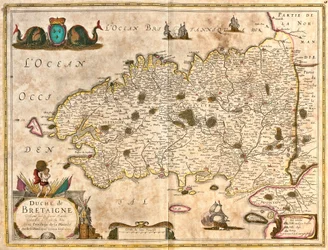 Karta över hertigen av Bretagne (Frankrike) (etsning