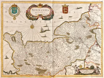 Karta över hertigdömet Normandie (Frankrike) (etsning