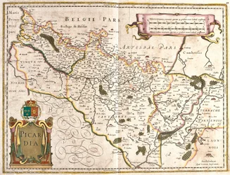 Karta över provinsen Picardie (Frankrike) (etsning