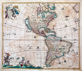 Den senaste och mest exakta beskrivningen av Amerika, karta över Amerika och Stilla havet av Frederik de Wit (1629 eller 1630-1706), Amsterdam