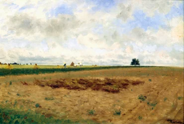Landskap med höstackar (olja på duk)