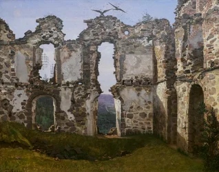 Ruinerna av Brahehus i Sverige, studie, ca 1832 (olja på duk)