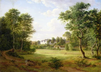 Danskt landskap med ett litet slott (olja på duk)