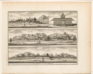 Tre fästningar på Ambon. Hila och Fort Amsterdam / Hilas nya moriska tempel / Fort Rotterdam på Larike / Pas Baguwala och fästningen Middelburg (titel på objektet)