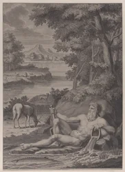 Flodgud i ett landskap, 1725.