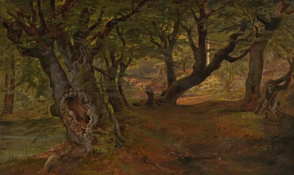 Utsikt över Bregentvedskogen, Sjaelland, mitten av 1830-talet.