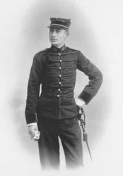 Ernest Duchesne som andra klass major i medicin i andra regimentet de Hussards av Senlis, 1897