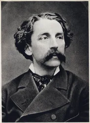 Porträtt av Etienne Mallarme dit Stephane Mallarme (1842-1898) cirka 1873, fransk poet. Fotografi