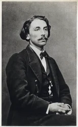 Porträtt av Etienne Mallarme dit Stephane Mallarme (1842-1898) 1862, fransk poet. Fotografi