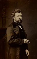 Porträtt av Félix-Joseph Barrias, fransk målare, visitkort (s/v foto)