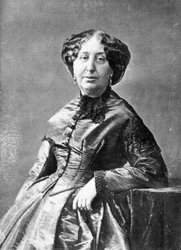 Porträtt av George Sand (Aurore Dupin, Baronne Dudevant) (1804-1876), fransk författare.