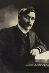 Porträtt av Maurice Maeterlinck (1862-1949), dramatiker, essäist, fransktalande belgisk poet.