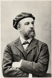 Porträtt av Odilon Redon (1840-1916), fransk målare. Fotografi