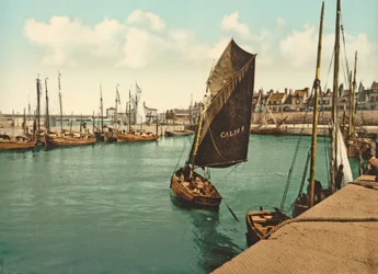 Utsikt över hamnen i Calais, 1890-1900