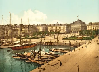 Utsikt över La Place Gambetta från kajen, Le Havre, pub. 1890-1900