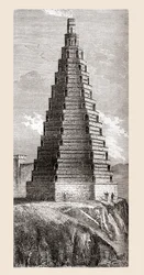 En 1800-talsskildring av Ordningstornet, förstört 1644, Boulogne-sur-Mer, Frankrike, från 
