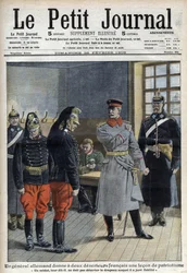 En tysk general ger två franska desertörer (drakar från ett gränsregemente) en lektion om patriotism
