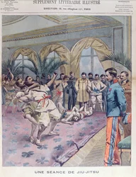 En Jiu-Jitsu-session i Frankrike, illustration från Le Petit Parisien, 1905