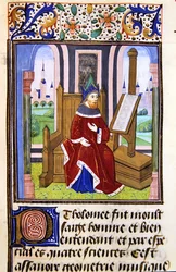 En filosof, möjligen Pilofounce, från Histoire des Philosophes, sent 1400-tal (vellum)