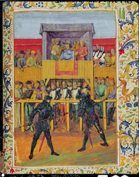 En turnering i hand-till-hand-strid, från Le Jouvencel av Jean de Bueil