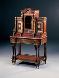 A bureau de dame, av Maison Millet, ca 1880 (ormolu & halvädelstenar monterade på valnöt och mahogny) (362850)