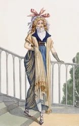 En promenadklänning i lantlig stil, illustration från Journal des Dames et des Modes, 1797