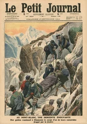 En rörlig nedstigning nerför Mont Blanc, illustration från 