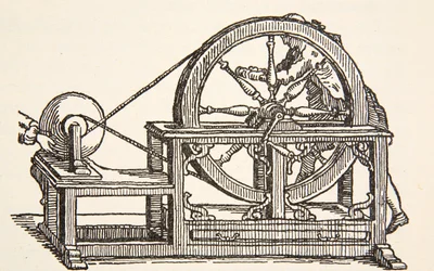 Abbe Nollets elmaskin, 1746, kopia av Boris Mestchersky (d.1957) illustration från Histoire de la Nation Francaise, Sciences, Volumes I & II, av Gabriel Hanotaux (1853-1944), 1924