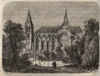 Abbey Saint-Victor (Saint Victor) i Paris, grundad på 1100-talet - gravyr i "Histoire de France" av Victor Duruy (1811-1894) - 1882